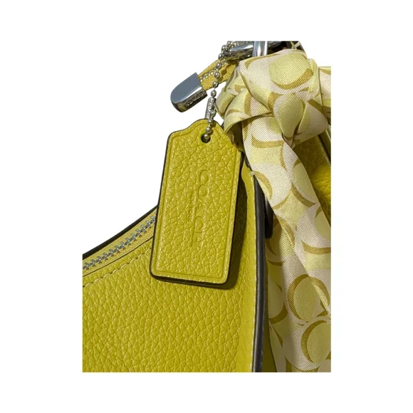 NWT Coach khaki Key Lime Terry Hobo Bag Crossbody strap vintage silk scarf set - Picture 6 of 8